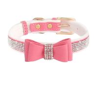Cute Bow Soft Velvet Shiny Rhinestone Adjustable Cat Dog Collar For Shiba Inu Pomeranian Poodle Chihuahua,A,XS