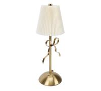 Cute Bow Table Lamp, Rechargeable LED Desk Lamp with Fabric Shade, 1200mAh Battery, Decorative Nightstand Lamp for Bedroom, Home, Hotel (Yellow)
