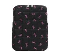 Cute Bow Tie Puffy Laptop Sleeve Y2K Preppy Tablet Liner Pouch 8-15 Inch Aesthetic Quilted Computer Bag