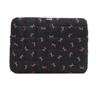 Cute Bow Tie Puffy Laptop Sleeve Y2K Preppy Tablet Liner Pouch 8-15 Inch Aesthetic Quilted Computer Bag