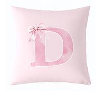 Cute Bowknot Pillow Cover,Monogrammed Bows Gifts Throw Pillow Cover for Girls Women,Unique Customized Letter D Cushion Case for Kids Teens,Initial Personalized Preppy Decor,18x18 Inch(D)