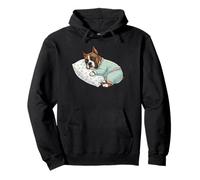 Cute Boxer Dog Sleeping in Pajamas Bedtime Art Pullover Hoodie