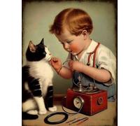 Cute Boy Kitten 120 Piece Puzzles for Adults | Retro Puzzles Perfect for Fun Brain Puzzle Lovers, Challenging and Relaxing, Gifts Idea