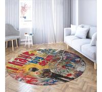 Cute Boy Round Rug 120cm i Have Big Dream Non-Slip Washable Low Pile Thin Floor Carpet for Living Room Bedroom Porch Dorm Decor