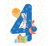 Cute Boys 4th Birthday Card -Qulaity card with foil detailing and Coloured Envelope