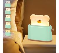 Cute Bread Bear Night Light Kids,Bedside Dimmable Nightlight USB Rechargable Multifunctional Dimmable Toaster Light Kids with Timer Cute Room Decor for Bedroom Breastfeeding, for Kid Baby Bedroom
