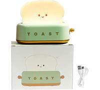 Cute Bread Night Light Led, USB Rechargeable Toast Nachtlicht Kinder, Portable Kids Toast Nightlight Desk Decor Toaster Lamp, Adjustable Brightness Toaster Bedside Night Light for Teens Girls (Green)