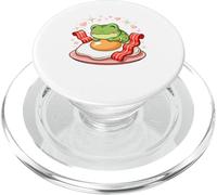 Cute Breakfast Frog On Fried Egg With Bacon Hearts PopSockets PopGrip for MagSafe