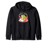 Cute Breakfast Frog On Fried Egg With Bacon Hearts Zip Hoodie