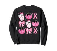 Cute Breast Cancer Ghost Pumpkin Halloween Pink Ribbon Women Sweatshirt