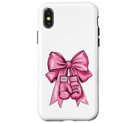 Cute Breast Cancer Pink Ribbon Boxing Gloves Coquette Bow Case for iPhone X/XS