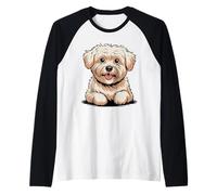 Cute Breed Puppy Artistic White Curly Toy Dog Bichon Frise Raglan Baseball Tee