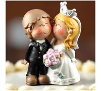 Cute Bride and Groom Wedding Figurine - Romantic Resin Cake Topper for Wedding Decor, Engagement Party, or Bridal Shower - Thoughtful Gift for Newlyweds, Couples, Mr & Mrs