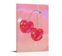 Cute Bright Cherry Poster Canvas Print Art Funky Modern Art Print Wall Art Home Decor for Bedroom Kitchen Dorm Room Wall Art Aesthetic Canvas Painting Picture Living Room Decor Home Style 12x18inch