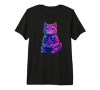 Cute British Shorthair Cat Playing Video Games Gamer Gaming Premium T-Shirt