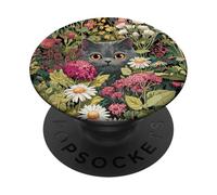 Cute British Shorthair Kitty In Flower Garden Cat Lover Girl PopSockets Adhesive PopGrip