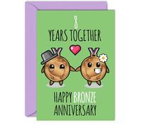 Cute Bronze Anniversary Card for Boyfriend Girlfriend, 8 Years Together