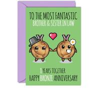 Cute Bronze Anniversary Card for Brother & Sister In Law, 8 Years Together