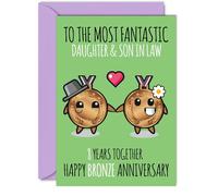 Cute Bronze Anniversary Card for Daughter & Son In Law - 8 Years Together - Happy 8th Wedding Anniversary Cards for Son In Law Daughter, A5 Greeting Cards Anniversaries