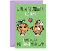 Cute Bronze Anniversary Card for Husband, 8 Years Together