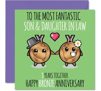 Cute Bronze Anniversary Card for Son & Daughter In Law - 8 Years Together - Happy 8th Wedding Anniversary Cards for Daughter In Law Son, 145mm Greeting Cards Anniversaries