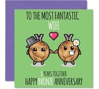 Cute Bronze Anniversary Card for Wife - 8 Years Together - Happy 8th Wedding Anniversary Cards for Wife from Husband, 145mm Greeting Cards Anniversaries