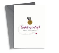 Cute Bronze Medal Anniversary Card - 8 Years - Eight Years Happy Anniversary
