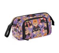 Cute Brown Bear Pumpkin for Halloween Pencil Cases Large Capacity Pencil Case School with Handle for Kids Preppy School Supplies