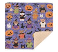 Cute Brown Bear Pumpkin for Halloween Soft Padded Baby Playmat for Indoor Outdoor Non-Toxic Foldable Baby Tummy time Play mat for Babies Infants Toddlers, 50'' x 50''para juegos de