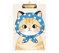 Cute Brown Cartoon Cat A4 Clinical clipboard Nursing Hard Board for Student Girls Kids Teacher clipboard Gold 9 x 12 in