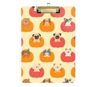 Cute Brown Cartoon Halloween Pumpkin Dogs Acrylic clipboard Paper pad Standard Letter A4 Size Acrylic Cute for Football Softball Coaching Gold 12x9in Tablas para escribir