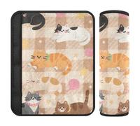 Cute Brown Cartoon Kittens 2 Pack car Seatbelt Cover Stop seat Belt Cutting into Neck for Truck funda para cinturón de carro