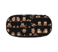 Cute Brown Cartoon Owls Cute Aesthetic Big Capacity Zipper Pencil Cases Pen,Portable Office Desk Organizer for Adults