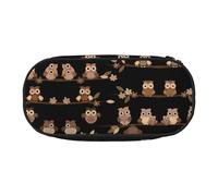 Cute Brown Cartoon Owls Cute Aesthetic Big Capacity Zipper Pencil Cases Pen,Portable Office Desk Organizer for Adults