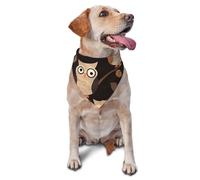 Cute Brown Cartoon Owls Dog Bandana Pet Scarf Accessories for Small Medium Dogs Cats Photo Prop, Triangle Pet Bandanas Adjustable Puppy Bib Washable Dog Kerchief Puppy Neckerchief