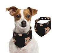 Cute Brown Cartoon Owls,Dog Bandanas Cotton Pet Scarf Adjustable Bibs for Pet,M
