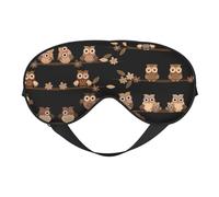 Cute Brown Cartoon Owls Double Sided Sleep Mask Soft Comfortable Light Blocking Eye Cover for Night Rest