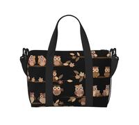 Cute Brown Cartoon Owls Duffel Bags for Traveling - Lightweight Personal Item Travel Bags, Gym Bags for Men and Women, Black, One Size