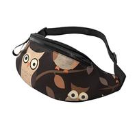 Cute Brown Cartoon Owls Fanny Pack for Men Women, Waterproof Sports Waist Bag Fashion Belt Bag Crossbody Bags Hip Bum Bag with Adjustable Strap Large Sling Bag Purse for Travel Hiking