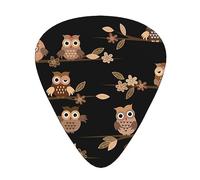 Cute Brown Cartoon Owls Guitar Paddle 12 Pack Guitar Pickup Suitable For Playing Acoustic Guitars, Electric Guitars, Etc.
