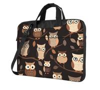 Cute Brown Cartoon Owls Laptop Bag 13 inch, Computer Briefcase Gifts for Men Women, 360 Protective Laptop Shoulder Bag