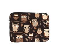 Cute Brown Cartoon Owls Laptop Case 17 inch, Shockproof Protective Computer Sleeve Cover Water Resistant Laptop Bag Carrying Tablet Cover Briefcase Handbags Gifts for Men Women