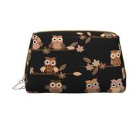 Cute Brown Cartoon Owls Makeup Organizer, Travel-Friendly Toiletry Pouch for Cosmetics, Skincare, Accessories