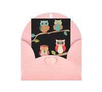 Cute Brown Cartoon Owls Personalized Christmas Thanksgiving Greeting Card 6x4 inches with Pink Envelope for Business Wedding Birthday Housewarming Holiday Card for Family Friends Teachers 1 pc