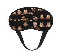 Cute Brown Cartoon Owls Polyester Sleep Mask,Light Blocking Sleep Eye Mask,Night Sleeping Mask, Eye Blinder