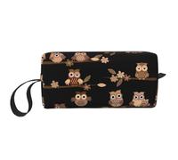 Cute Brown Cartoon Owls Print Compact Storage Pouch, Minimalist Carry Bag, Large Capacity Tote for Protective Carry