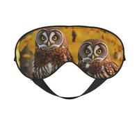 Cute Brown Cartoon Owls Print Eye Mask,Silk-Like Sleep Mask,Night Sleeping Mask for Men Women,for Sleep Relaxation