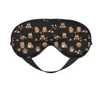 Cute Brown Cartoon Owls Print Functionality Cozy Eye Mask Adjustable Strap Nap Night Travel Camping Yoga Relax