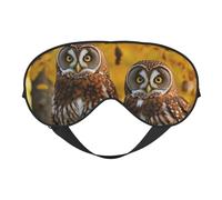 Cute Brown Cartoon Owls Print Functionality Outdoor Travel Eye Mask Breathable Camping Meditation Yoga Friendly