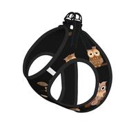 Cute Brown Cartoon Owls Print Harness Leash Set For Cats And Dogs, Reflective Adjustable, Soft Breathable Mesh Vest With Escape-Proof Lead, For Small Pets And Kitten Puppies